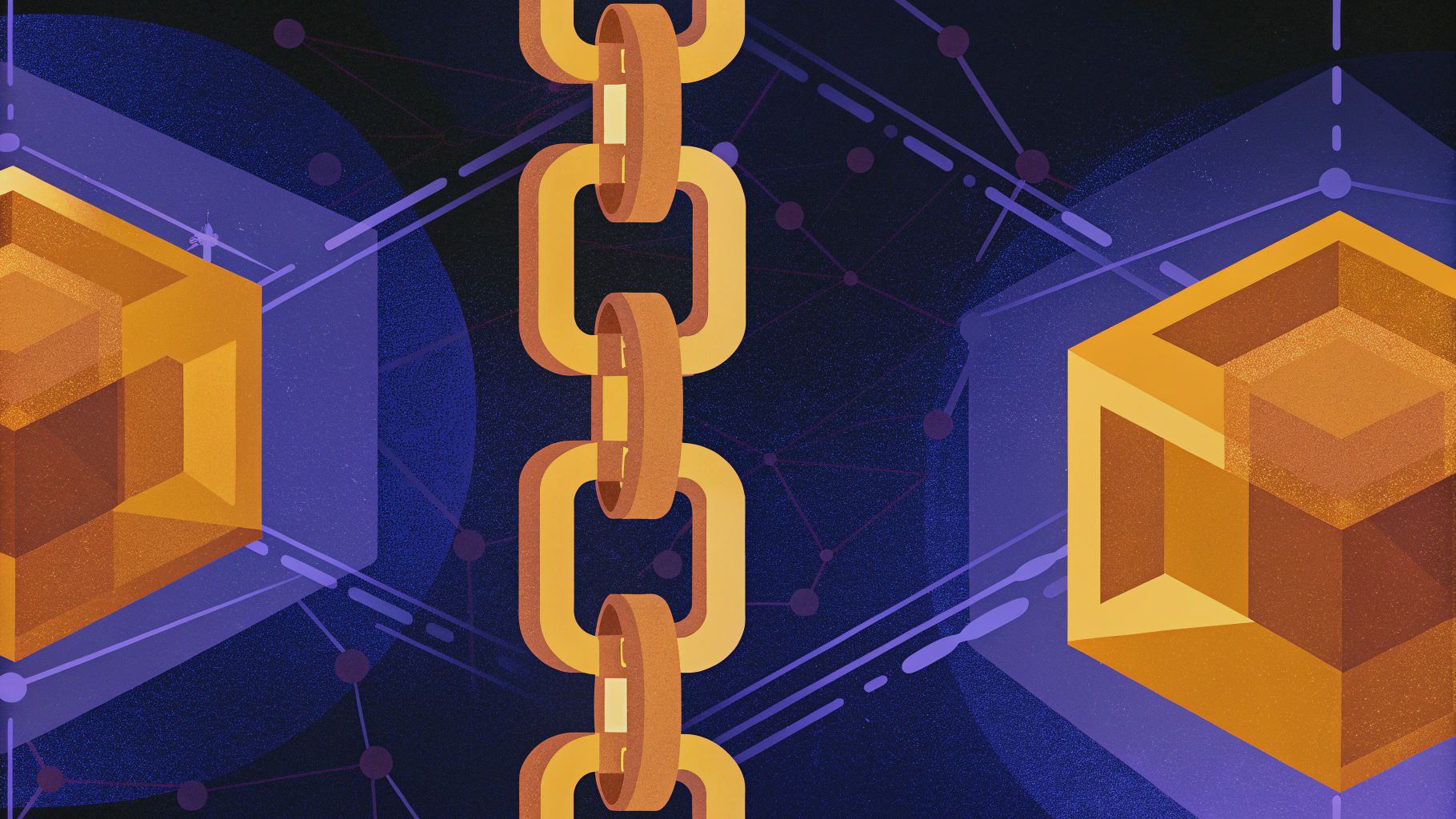 A diagram illustrating a blockchain network, with nodes connected by lines representing the flow of information and transactions.