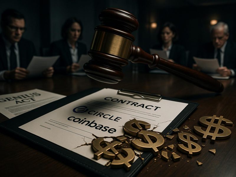 GENIUS Act stablecoin regulation threatens Circle Coinbase revenue sharing model