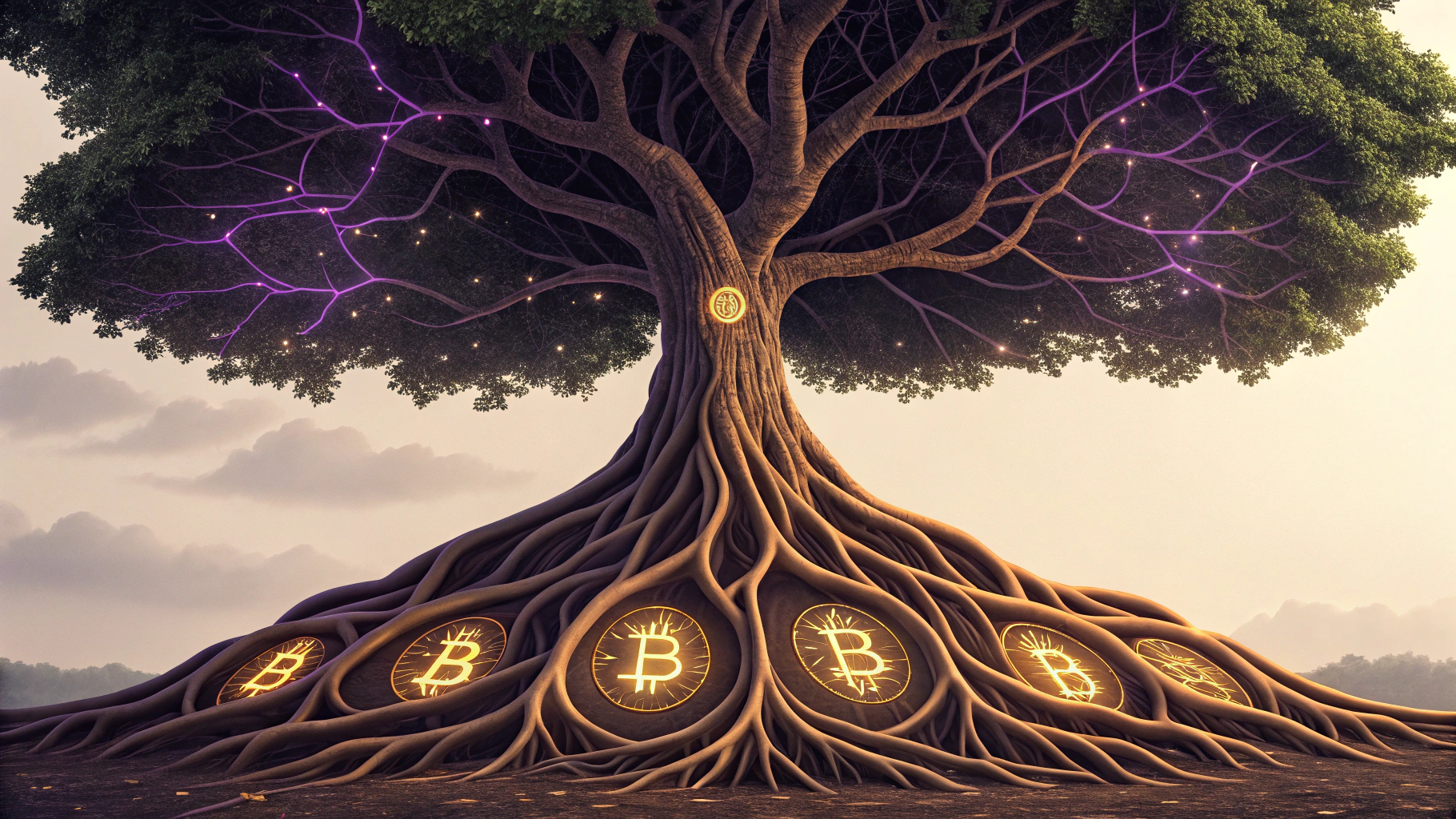 A visual representation of the Plasma blockchain's architecture, showing a Bitcoin sidechain for security combined with an EVM-compatible execution layer for developers.
