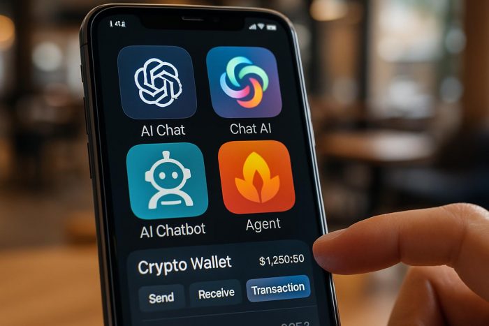 AI agent cryptocurrency wallet mobile apps autonomous blockchain transaction interface